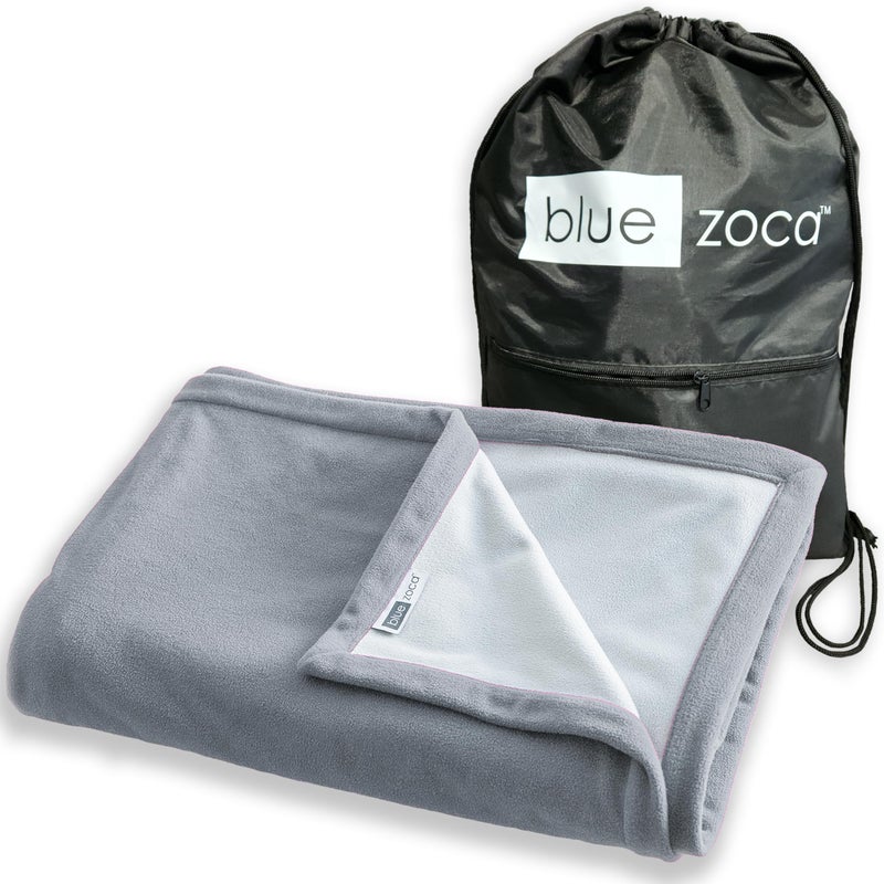 Blue Zoca بطانية شاطئية زوكا زرقاء مقاومة للماء ومضادة للرمال لرحلات التخييم والمشي وفعاليات الرياضة الخارجية والنزهات والمزيد | قابلة للغسل في الغسالة وصديقة للحيوانات الأليفة | حجم السفر - 65x50 بوصة رمادي - Image 1